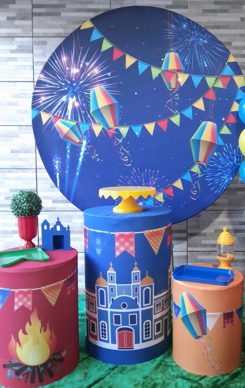 Kit P - Arraiá Azul / Festa Junina - Bonequinha Preta Festas