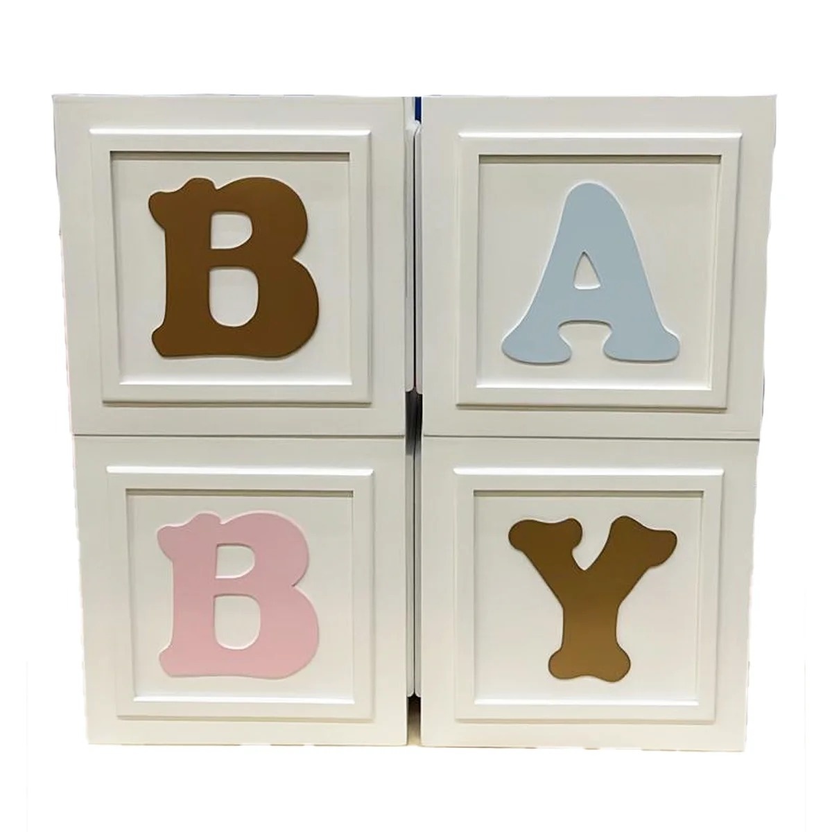 Cubos Baby Pequeno Azul E Rosa / Dourado - Bonequinha Preta Festas