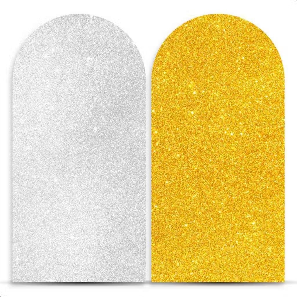 Capa Para Painel Romano Com Tecido Dupla Face Efeito Glitter Prata / Dourado - Bonequinha Preta Festas