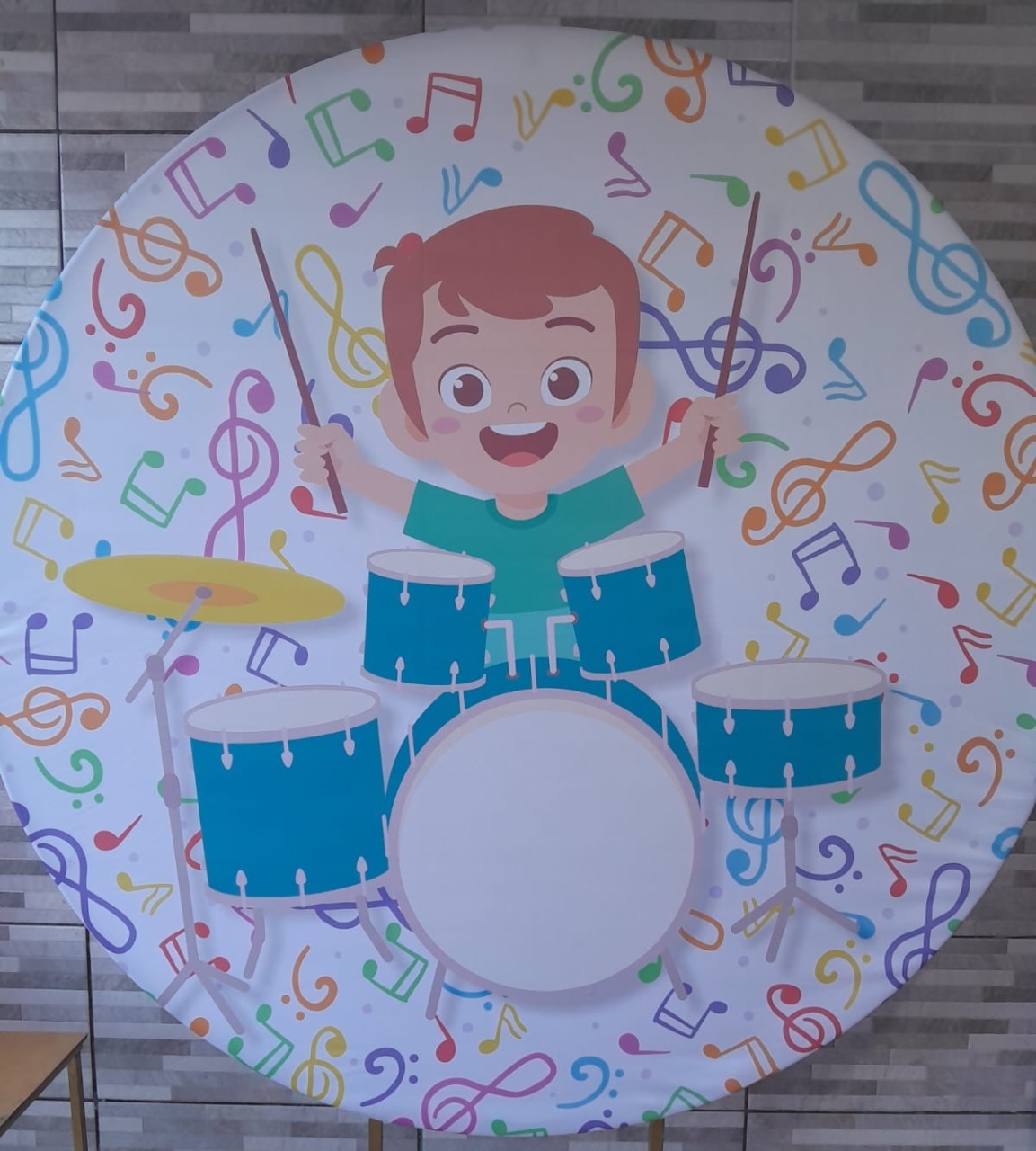 Capa Para Painel Redondo Bateria / Instrumento Musical - 1,5Mt - Bonequinha Preta Festas