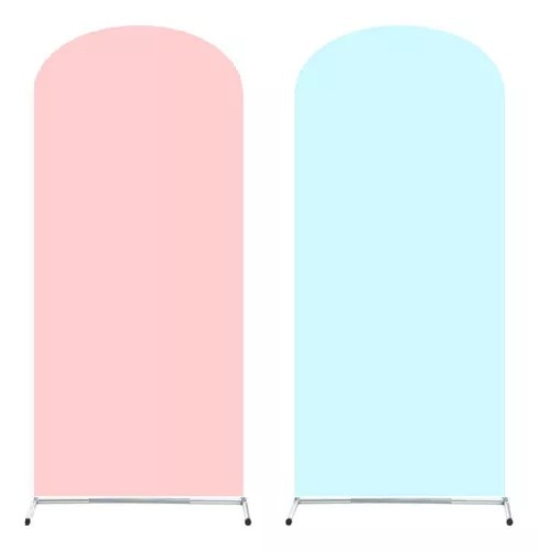 Capa Para Painel Romano Com Tecido Dupla Face Rosa Bebê E Azul Bebê - Bonequinha Preta Festas