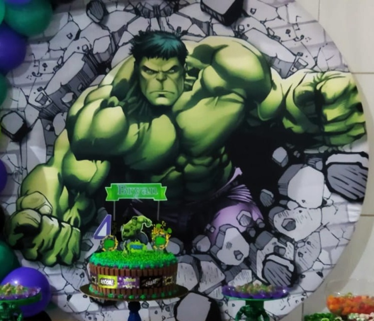 Capa Para Painel Redondo Hulk 1,5Mt - Bonequinha Preta Festas