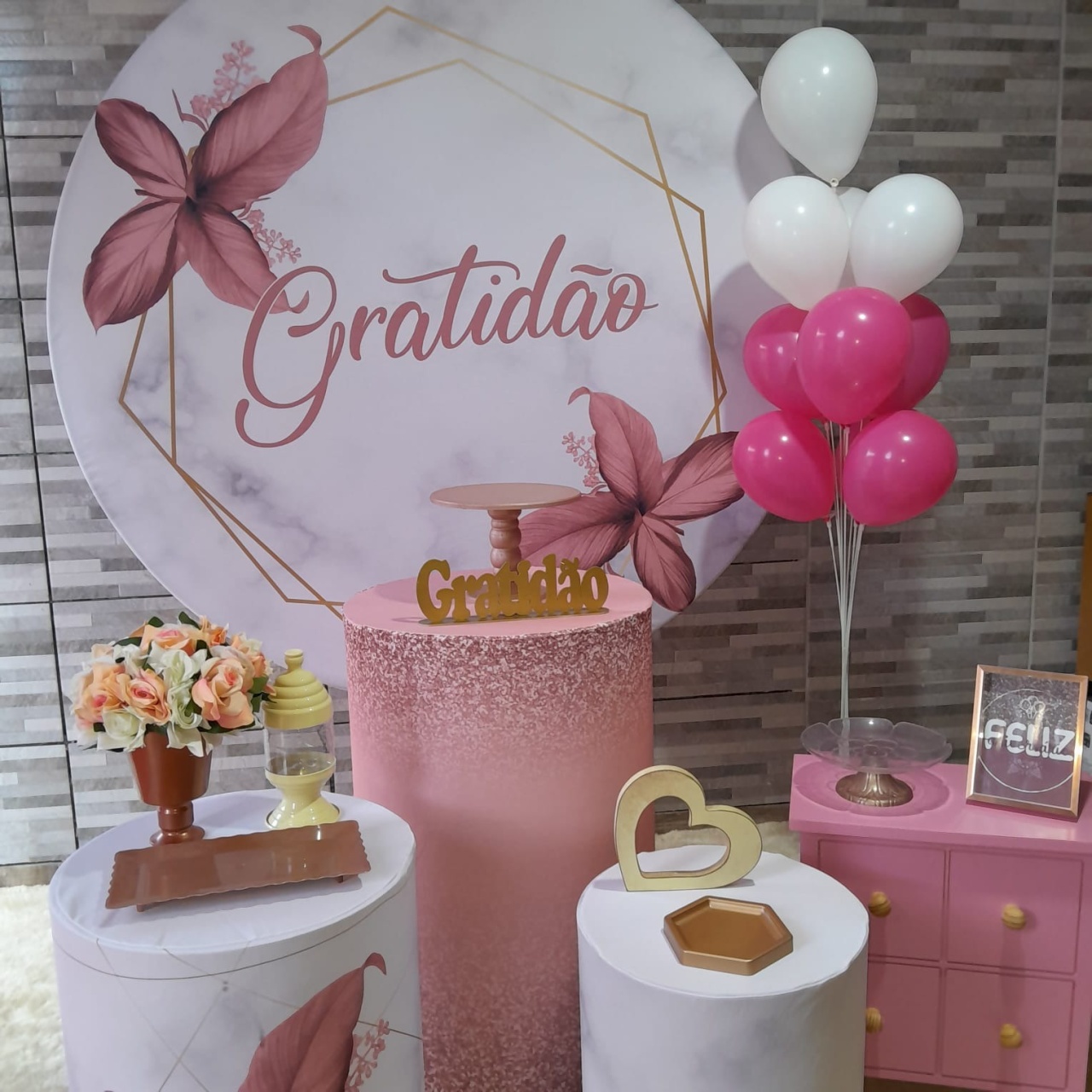 Kit Completo - Gratidão Cilindro Com Capa de Tecido - Bonequinha Preta Festas