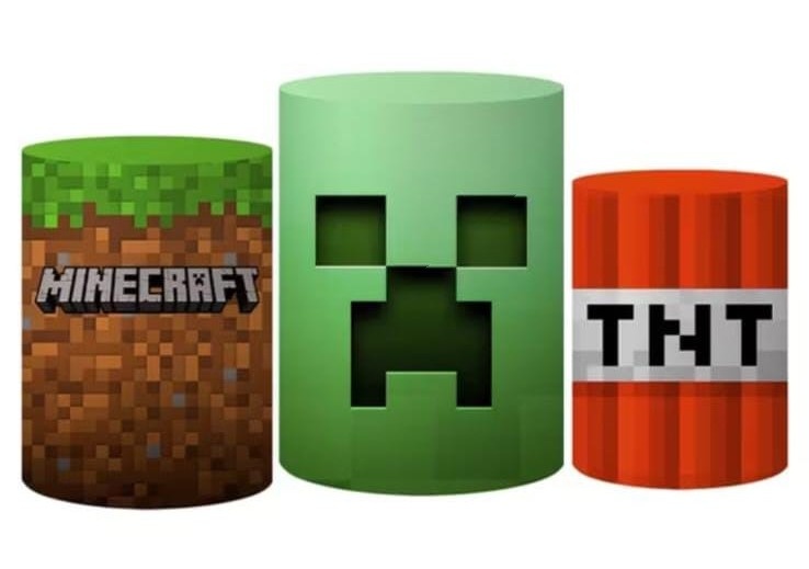 Trio de Capa Para Cilindro Minecraft - Bonequinha Preta Festas