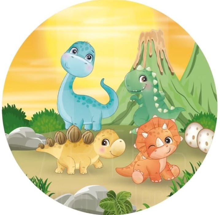 Capa Para Painel Redondo Dino Baby 1,5Mt  - Bonequinha Preta Festas