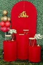 Kit Completo - Vermelho - Painel Romano - Bonequinha Preta Festas