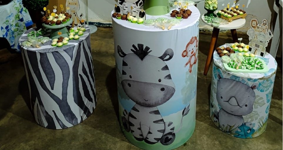 Trio de Capa Para Cilindro Safari - Bonequinha Preta Festas
