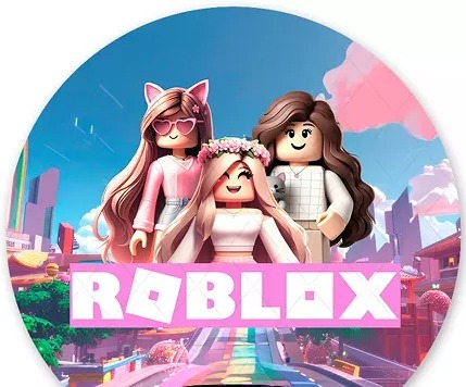 Capa Para Painel Redondo Roblox Rosa 1,5Mt - Bonequinha Preta Festas