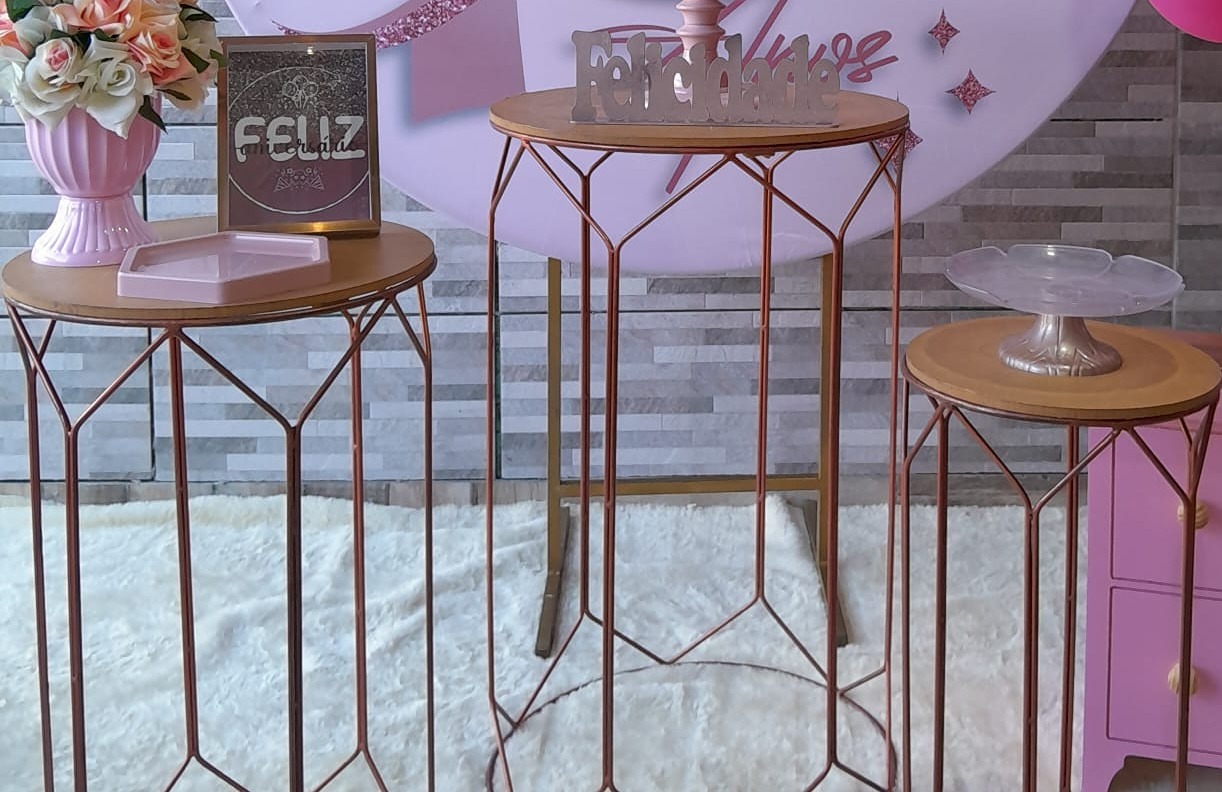 Trio de Cilindros Rose Gold - Bonequinha Preta Festas