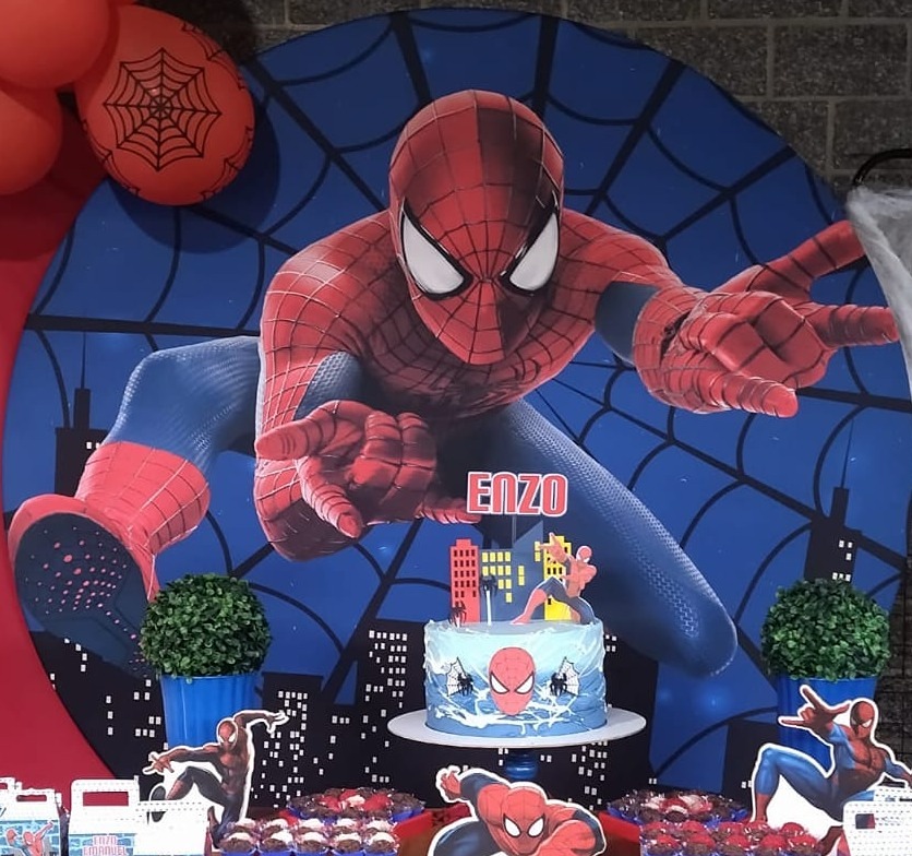 Capa Para Painel Redondo Homem Aranha 1,5Mt - Bonequinha Preta Festas
