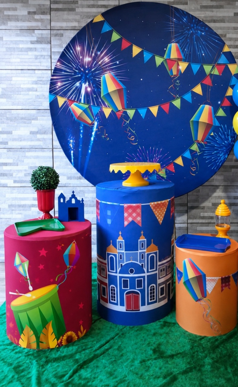 Kit Básico - Arraiá Azul / Festa Junina - Bonequinha Preta Festas