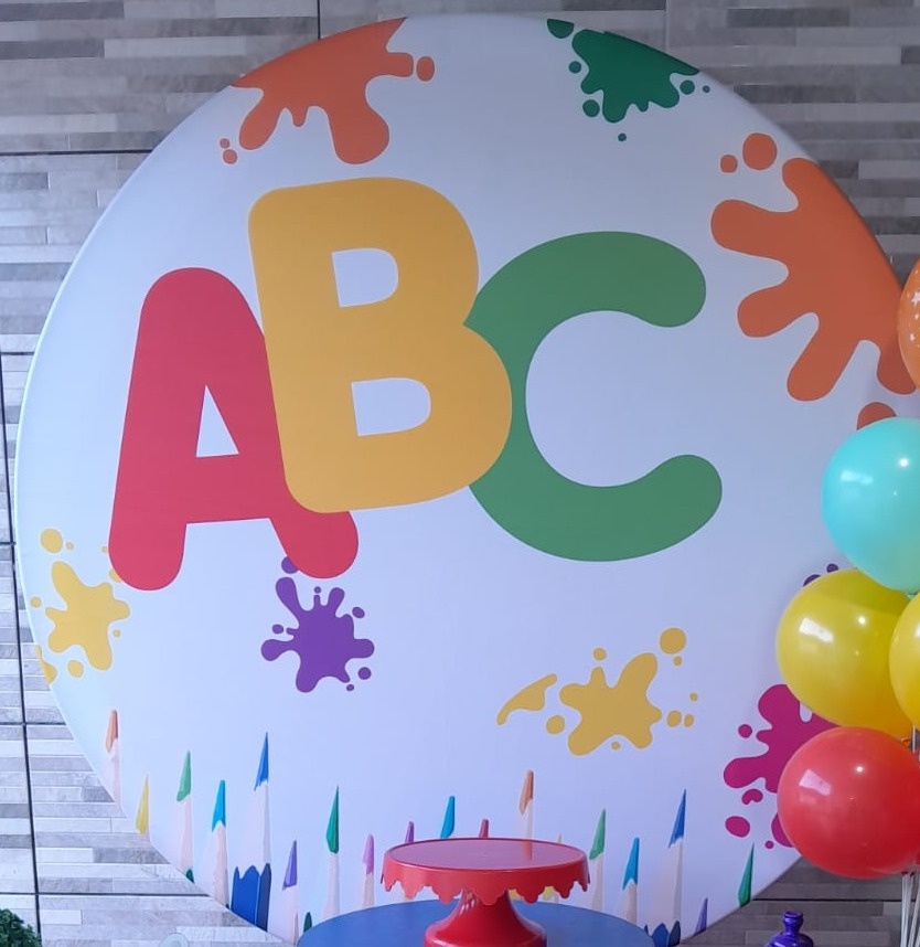 Capa Para Painel Redondo Formatura Abc 1,5Mt - Bonequinha Preta Festas