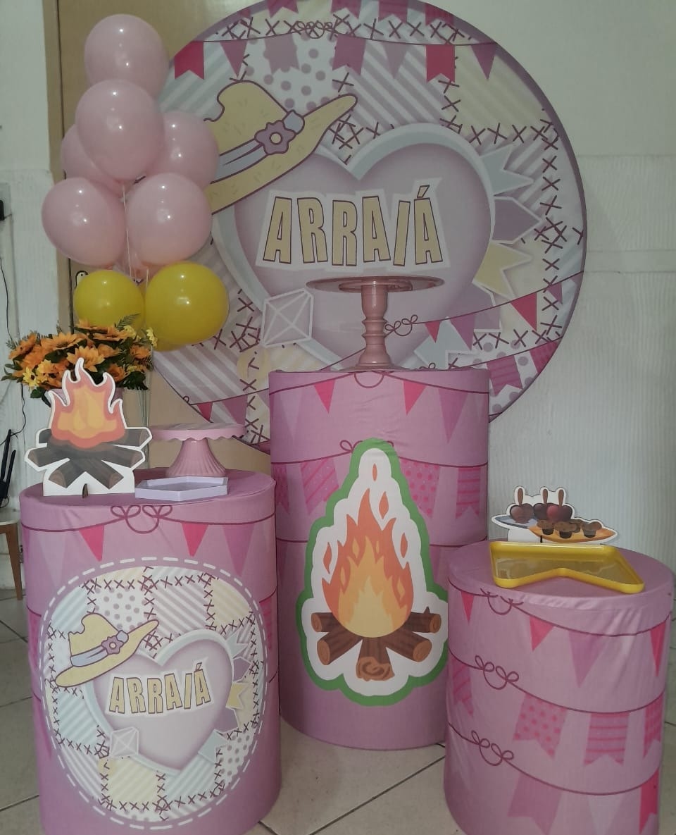 Kit P - Arraiá Rosa / Festa Junina - Bonequinha Preta Festas