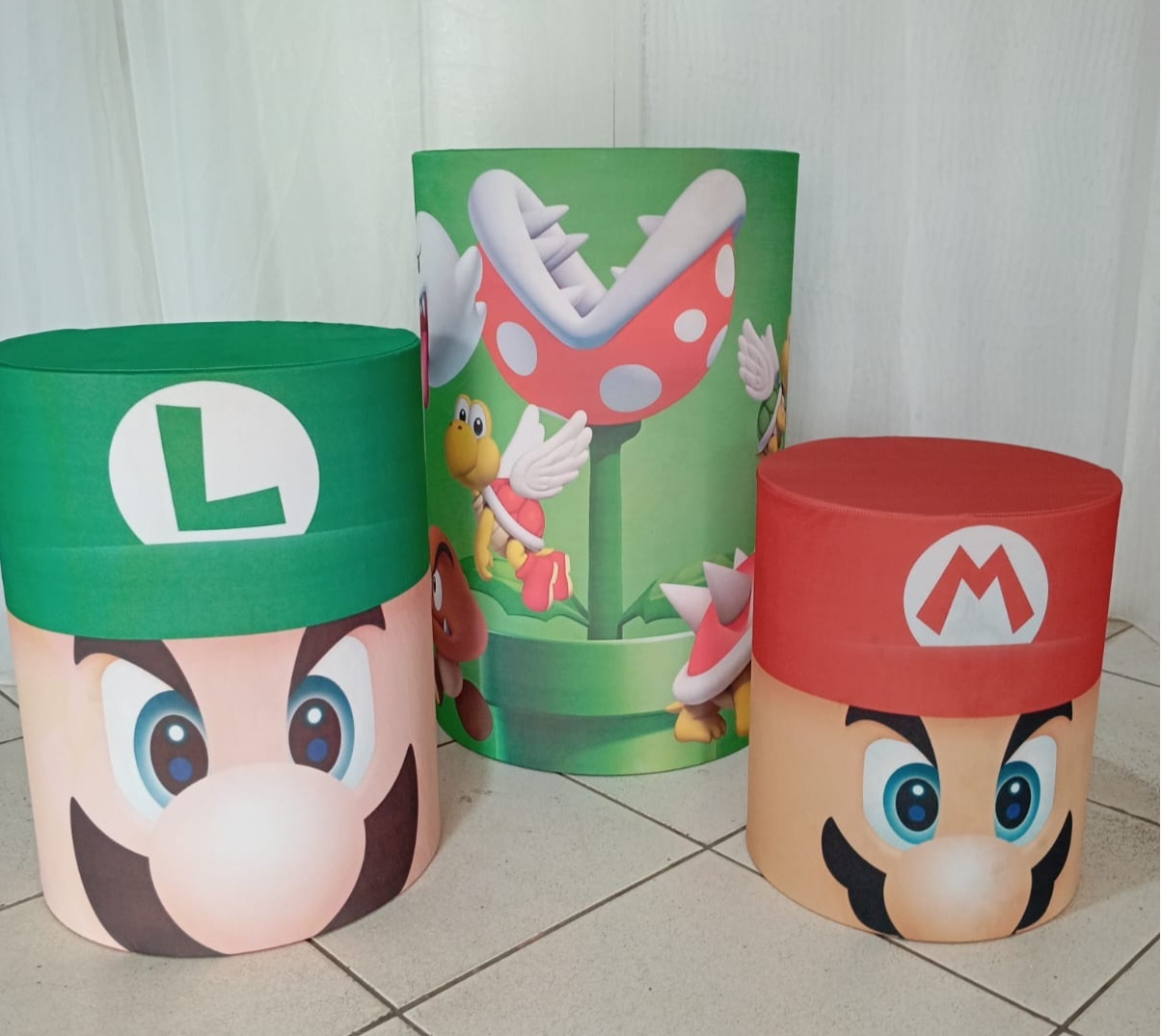 Trio de Capa Para Cilindro Super Mário - Bonequinha Preta Festas
