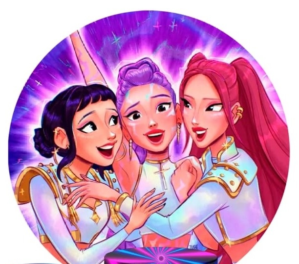 Capa Para Painel Redondo Guerreiras Do K-Pop - 1,5Mt - Bonequinha Preta Festas