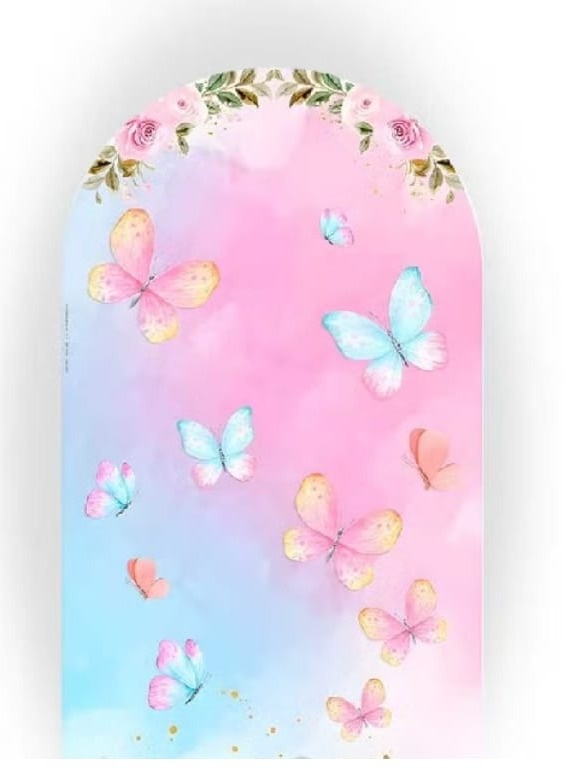Capa Para Painel Romano Borboleta/Jardim - Bonequinha Preta Festas