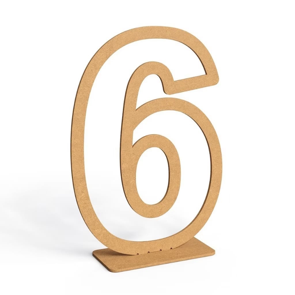 Número 6 de Mdf 60Cm - Bonequinha Preta Festas