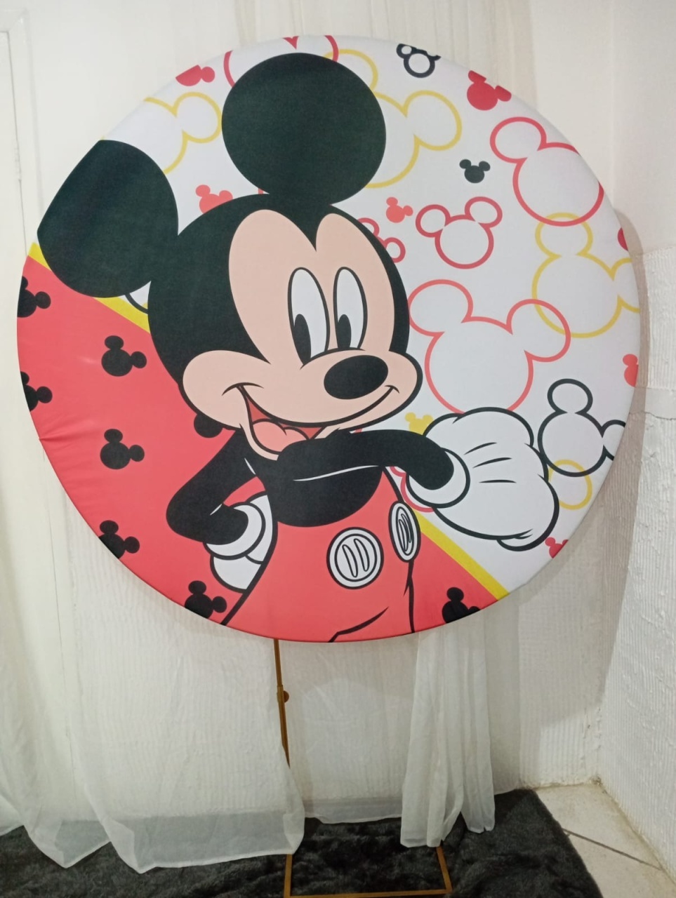 Capa Para Painel Redondo Mickey - 1,5Mt - Bonequinha Preta Festas