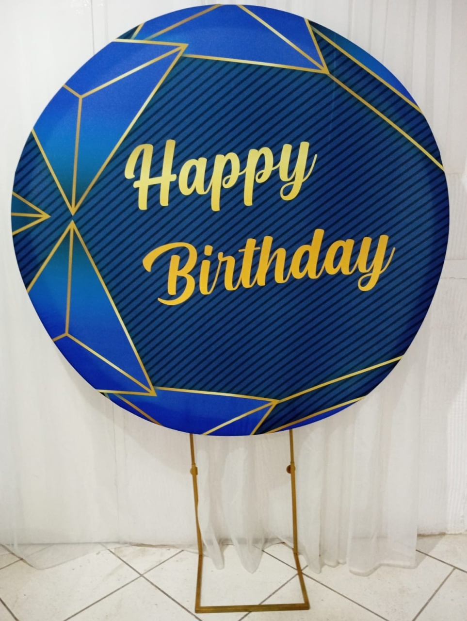Capa Para Painel Redondo Happy Birthday 1,5Mt - Bonequinha Preta Festas