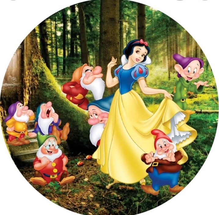 Capa Para Painel Redondo Branca de Neve - 1,5Mt - Bonequinha Preta Festas