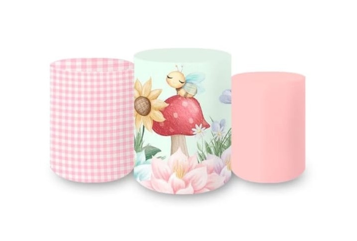 Trio de Capa Para Cilindro Jardim Encantado - Bonequinha Preta Festas