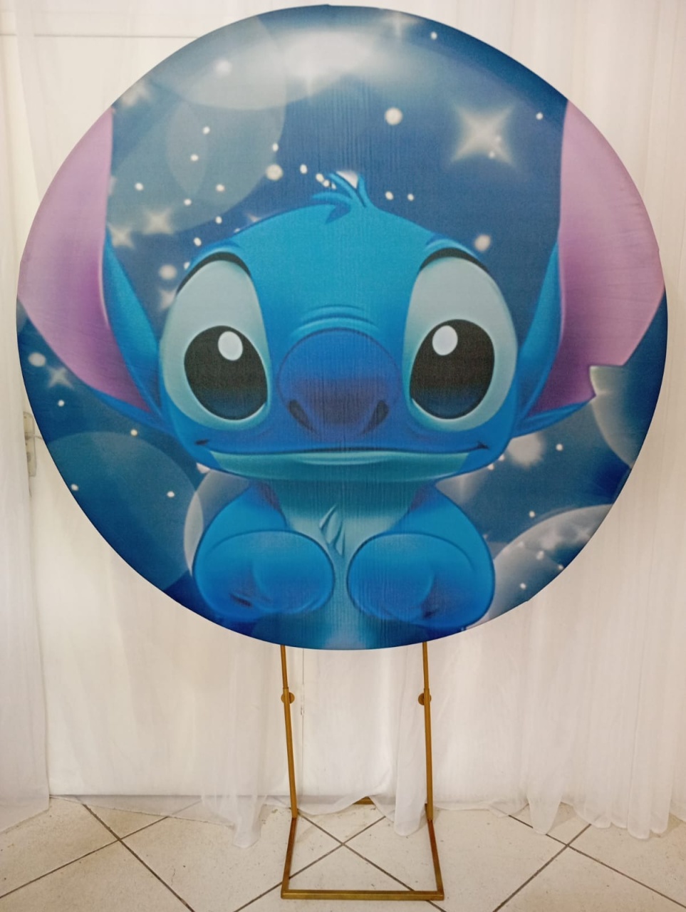 Capa Para Painel Redondo Stitch 1,5Mt - Bonequinha Preta Festas