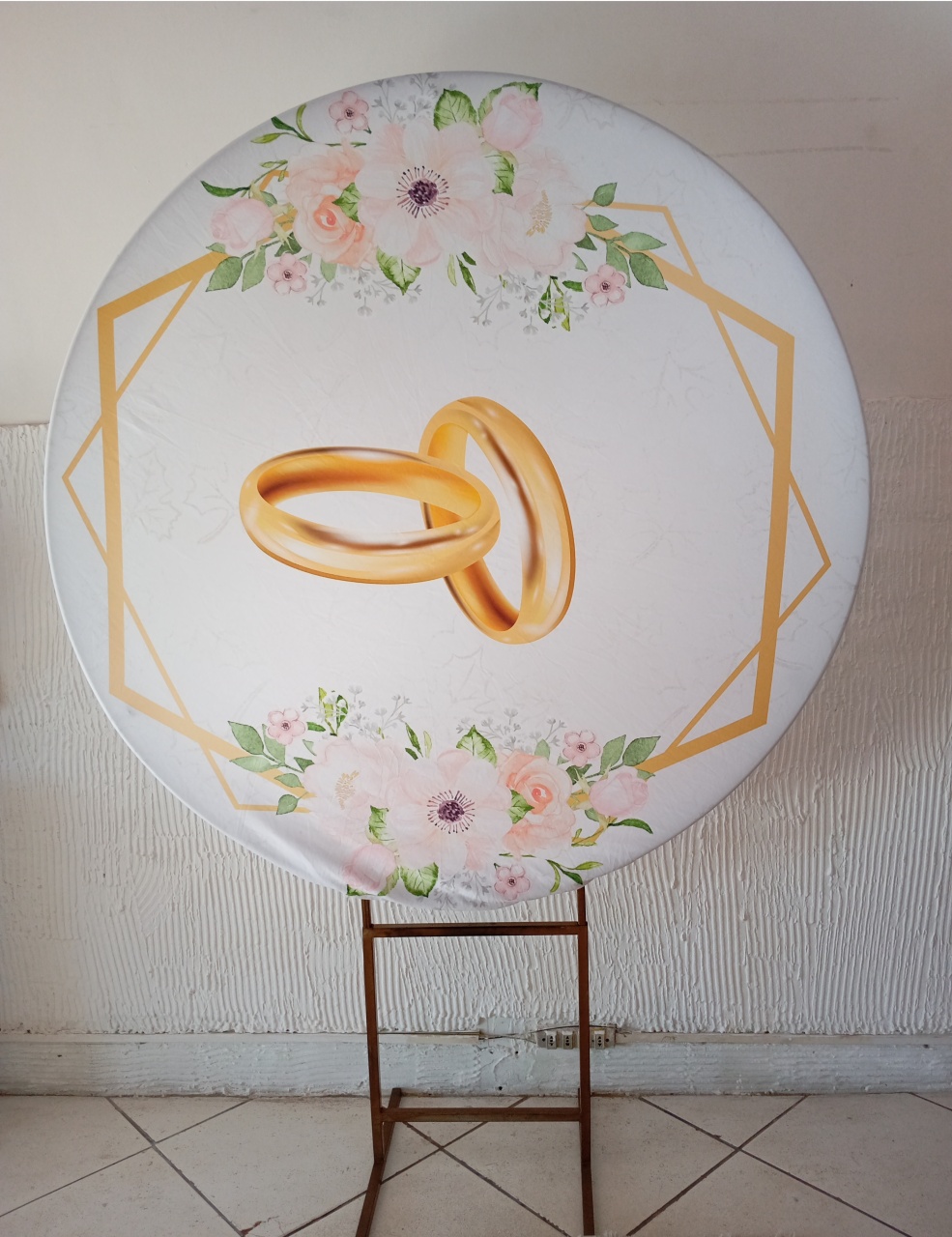 Capa Para Painel Redondo Casamento / Noivado / Bodas 1,5Mt - Bonequinha Preta Festas