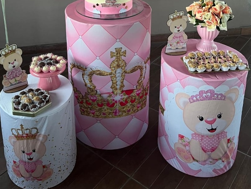 Trio de Capa Para Cilindro Ursinha Princesa - Bonequinha Preta Festas