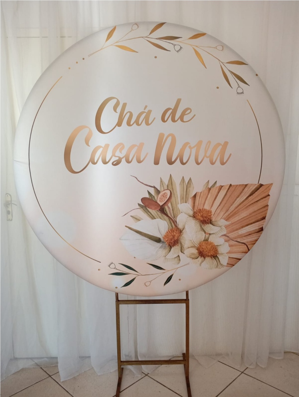 Capa Para Painel Redondo Chá de Casa Nova - 1,5Mt - Bonequinha Preta Festas