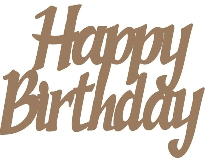 Letreiro Happy Birthday Mdf Dourado - Bonequinha Preta Festas