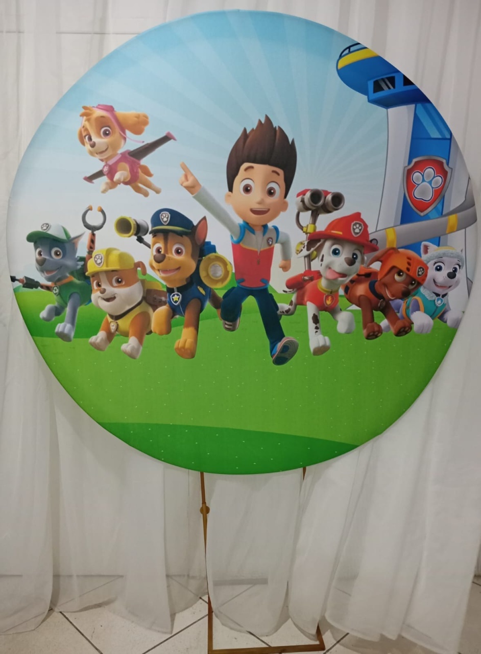 Capa Para Painel Redondo Patrulha Canina 1,5Mt - Bonequinha Preta Festas