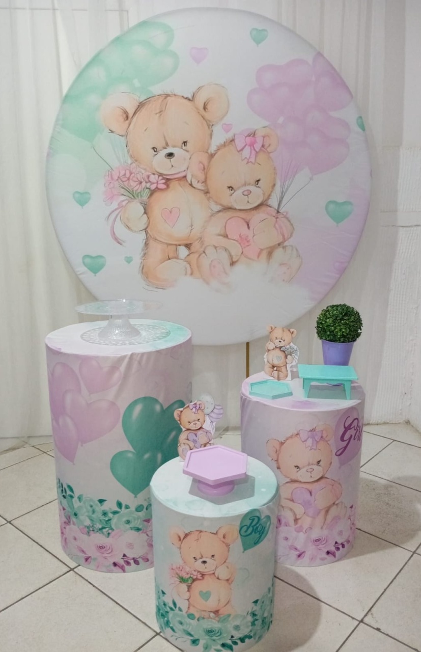 Kit Completo - Chá Revelação Verde E Lilás - Bonequinha Preta Festas
