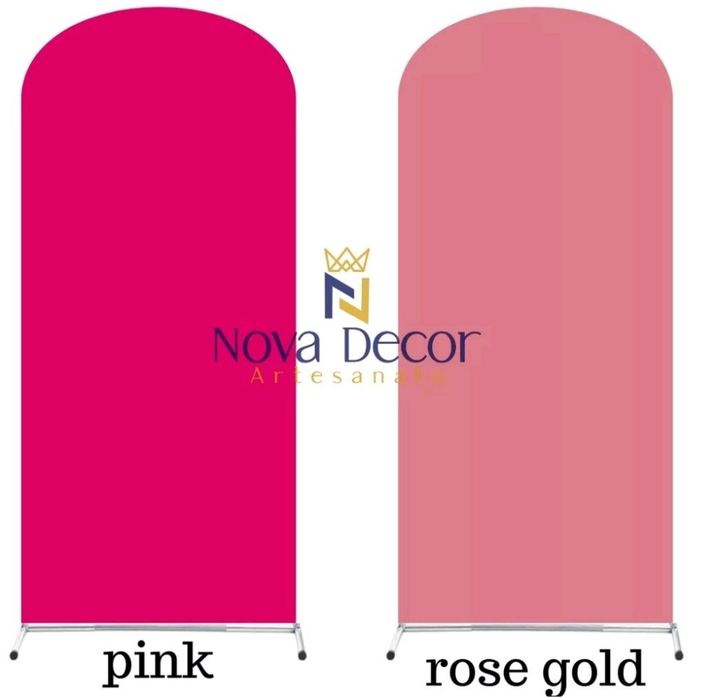 Capa Para Painel Romano Com Tecido Dupla Face Pink E Rosé Gold - Bonequinha Preta Festas