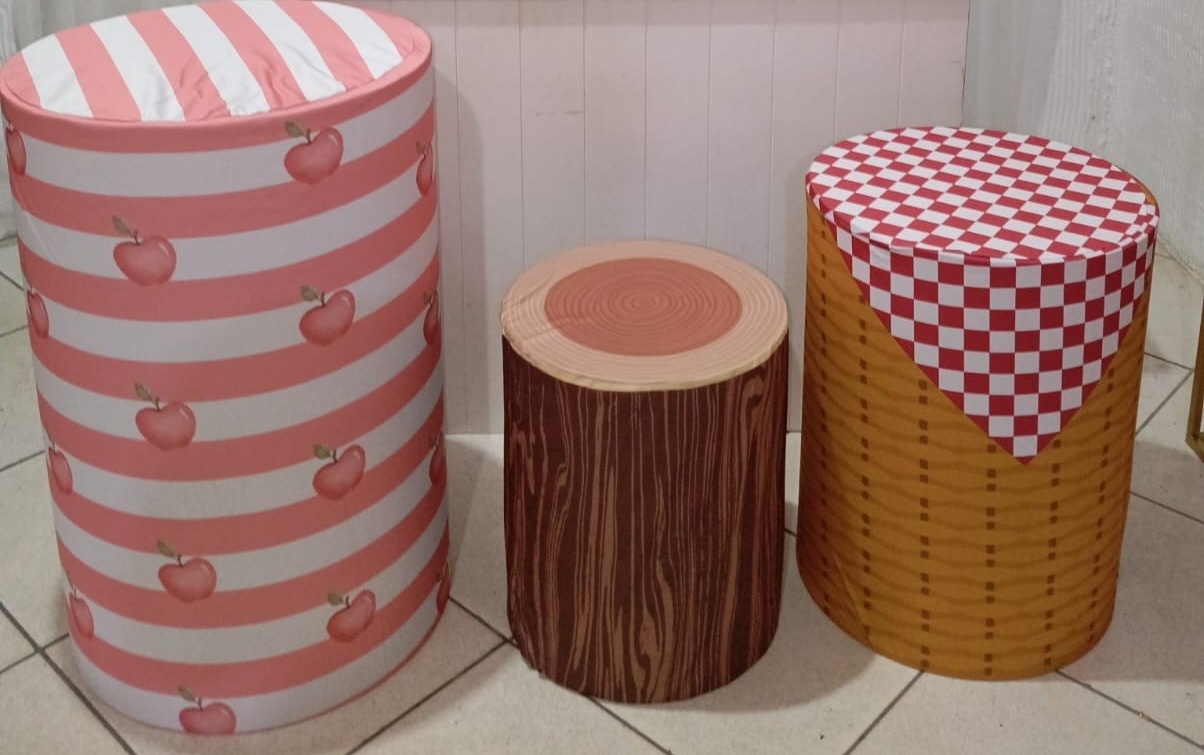 Trio de Capa Para Cilindro Chapeuzinho Vermelho - Bonequinha Preta Festas