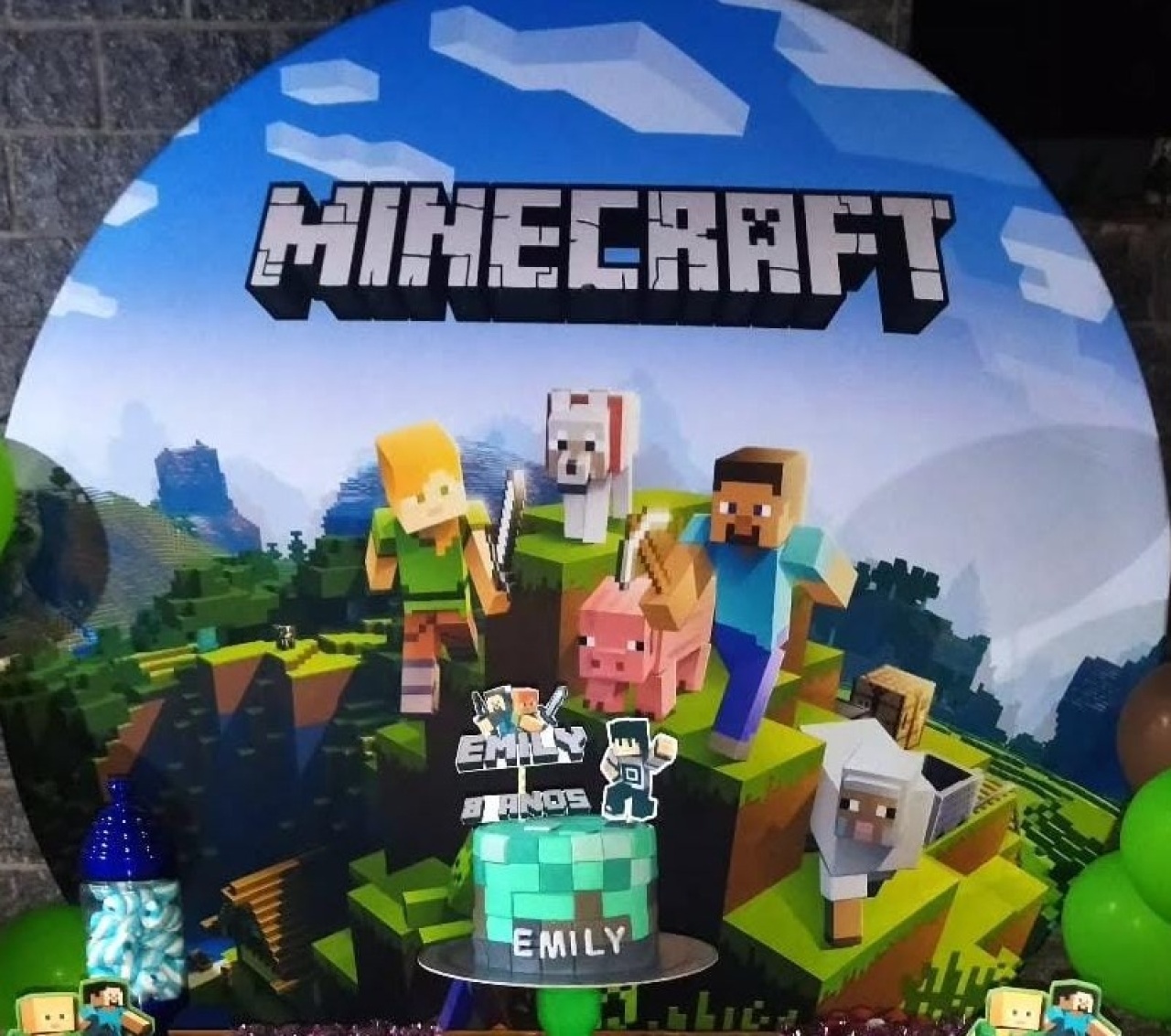 Capa Para Painel Redondo Minecraft - 1,5Mt - Bonequinha Preta Festas