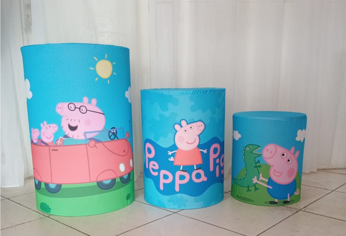 Trio de Capa Para Cilindro Peppa Pig - Bonequinha Preta Festas