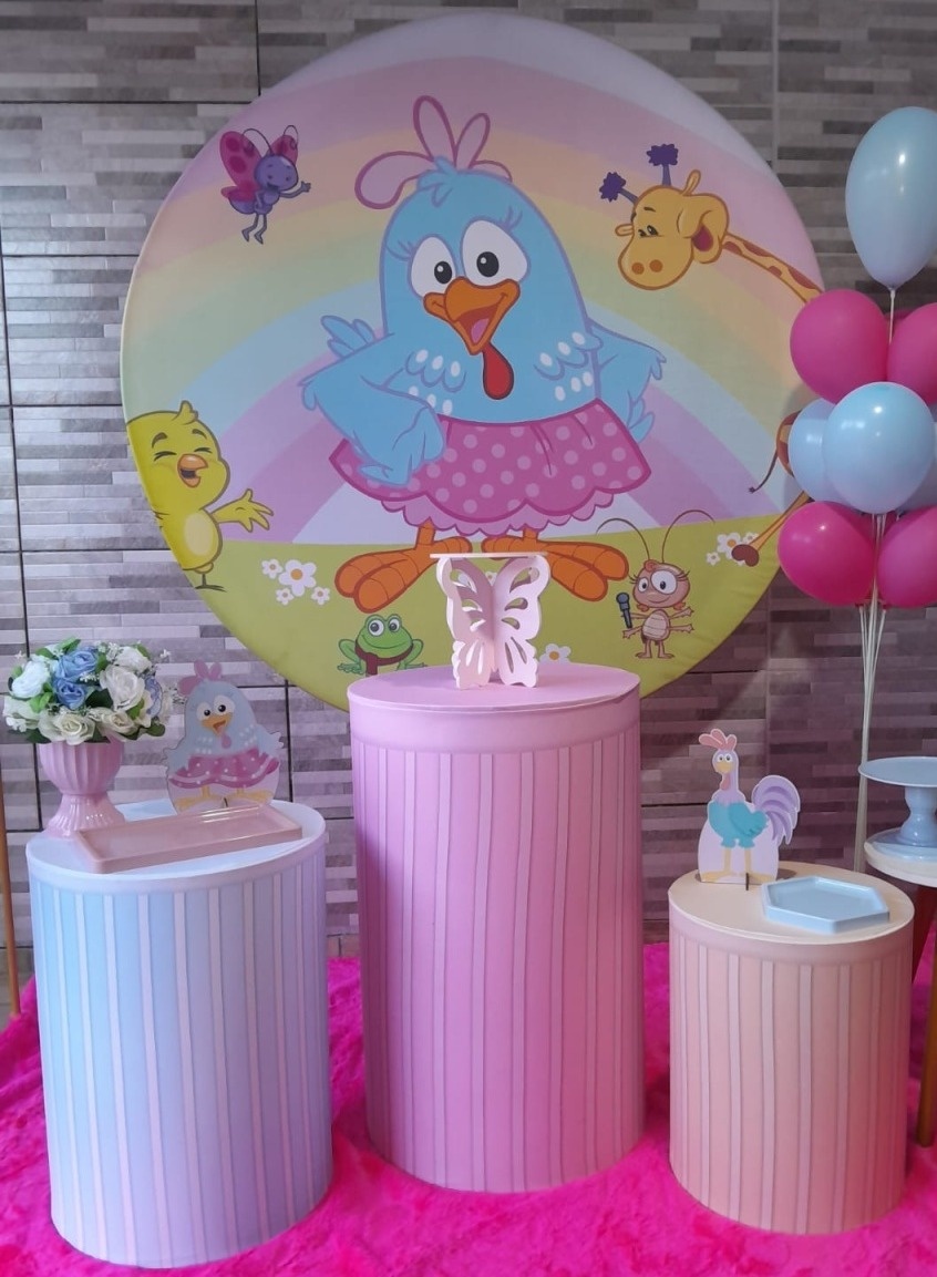 Kit Básico - Galinha Pintadinha Rosa - Bonequinha Preta Festas