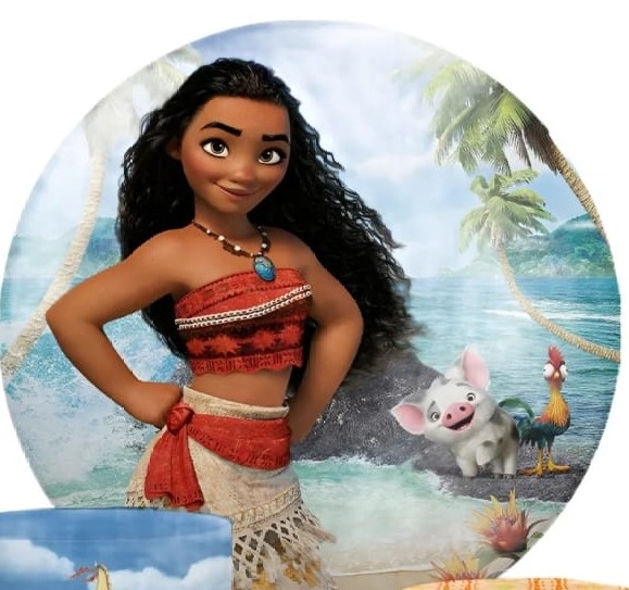 Capa Para Painel Redondo Moana - 1,5Mt - Bonequinha Preta Festas