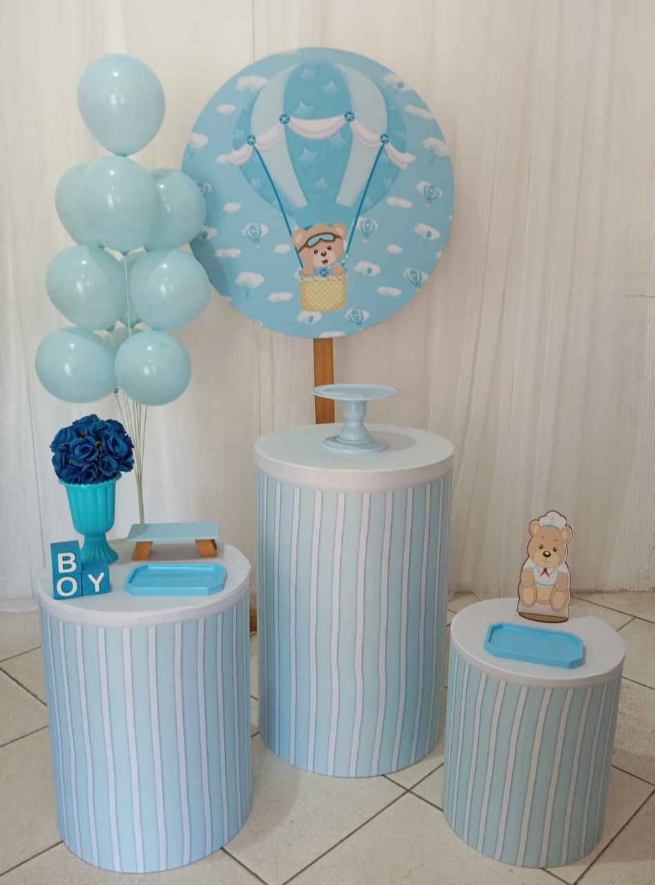 Kit Mini Festa - Ursinho Baloeiro/Chá de Bebê - Bonequinha Preta Festas