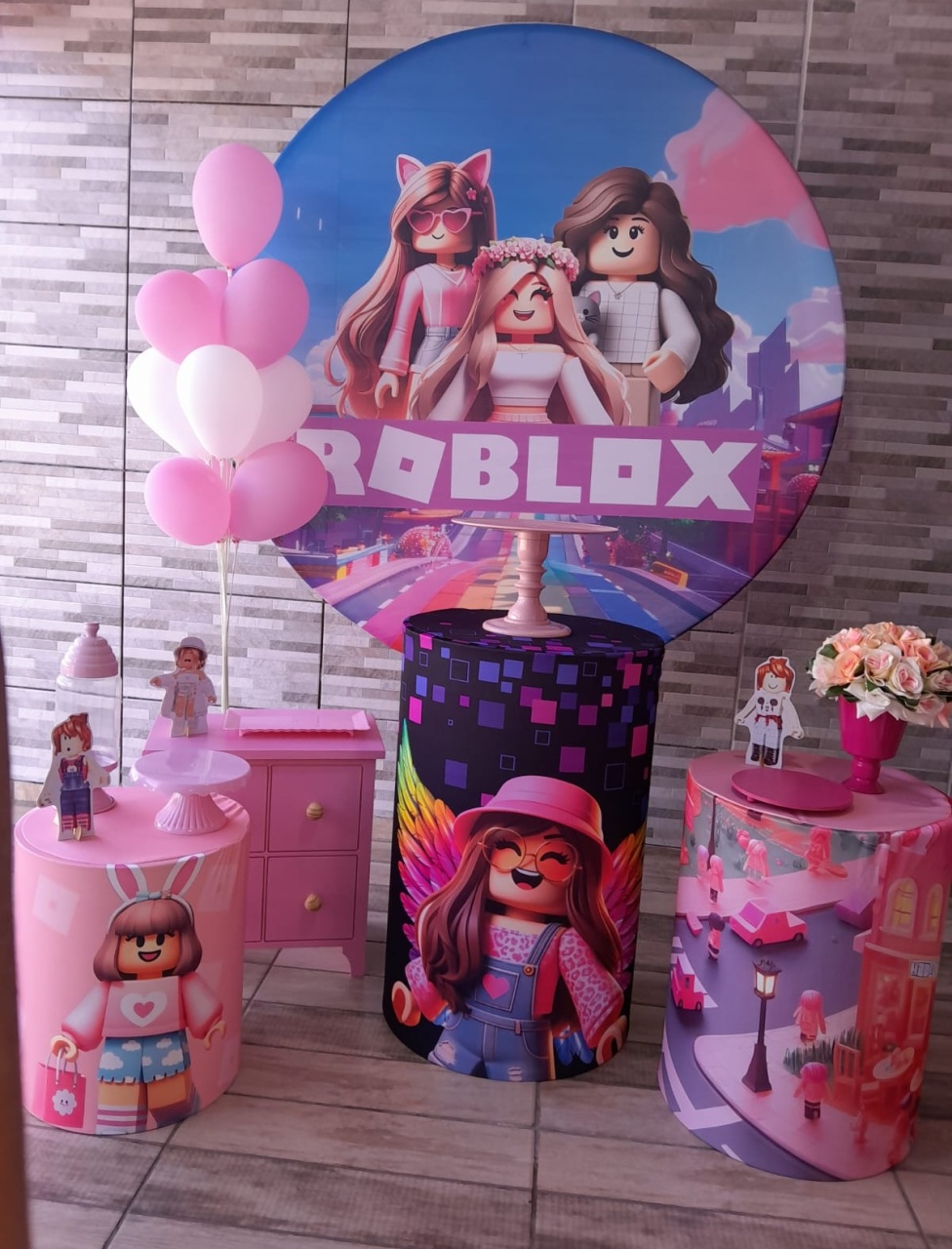 Kit Completo  - Roblox Rosa - Bonequinha Preta Festas