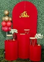 Kit Básico - Vermelho - Painel Romano - Bonequinha Preta Festas