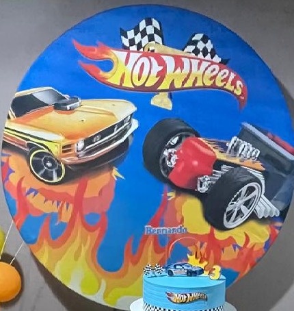 Capa Para Painel Redondo Hot Wheel 1,5Mt - Bonequinha Preta Festas