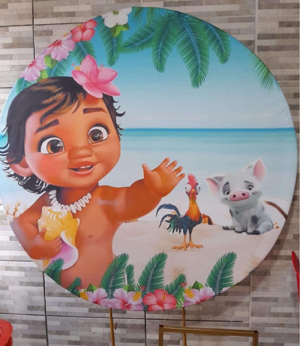 Capa Para Painel Redondo Moana Baby - 1,5Mt - Bonequinha Preta Festas