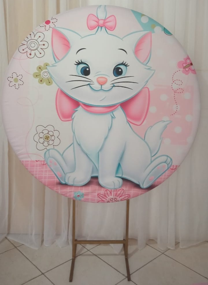 Capa Para Painel Redondo Gatinha Marie - 1,5Mt - Bonequinha Preta Festas