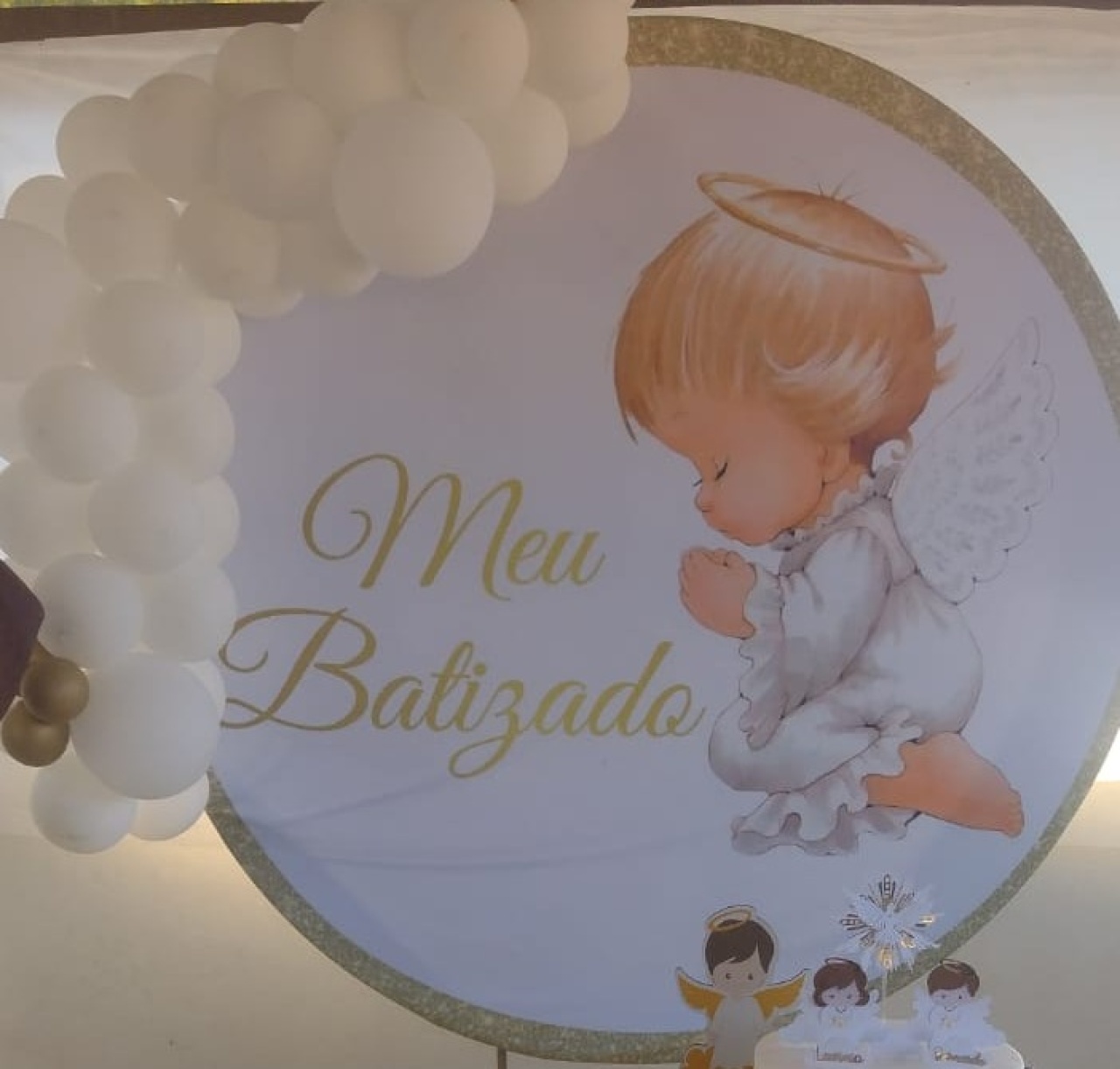 Capa Para Painel Redondo Batizado - 1,5Mt  - Bonequinha Preta Festas
