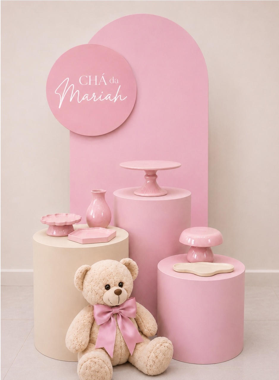 Kit Chá de Bebê Rosa Bb - Bronze - Bolando a Festa