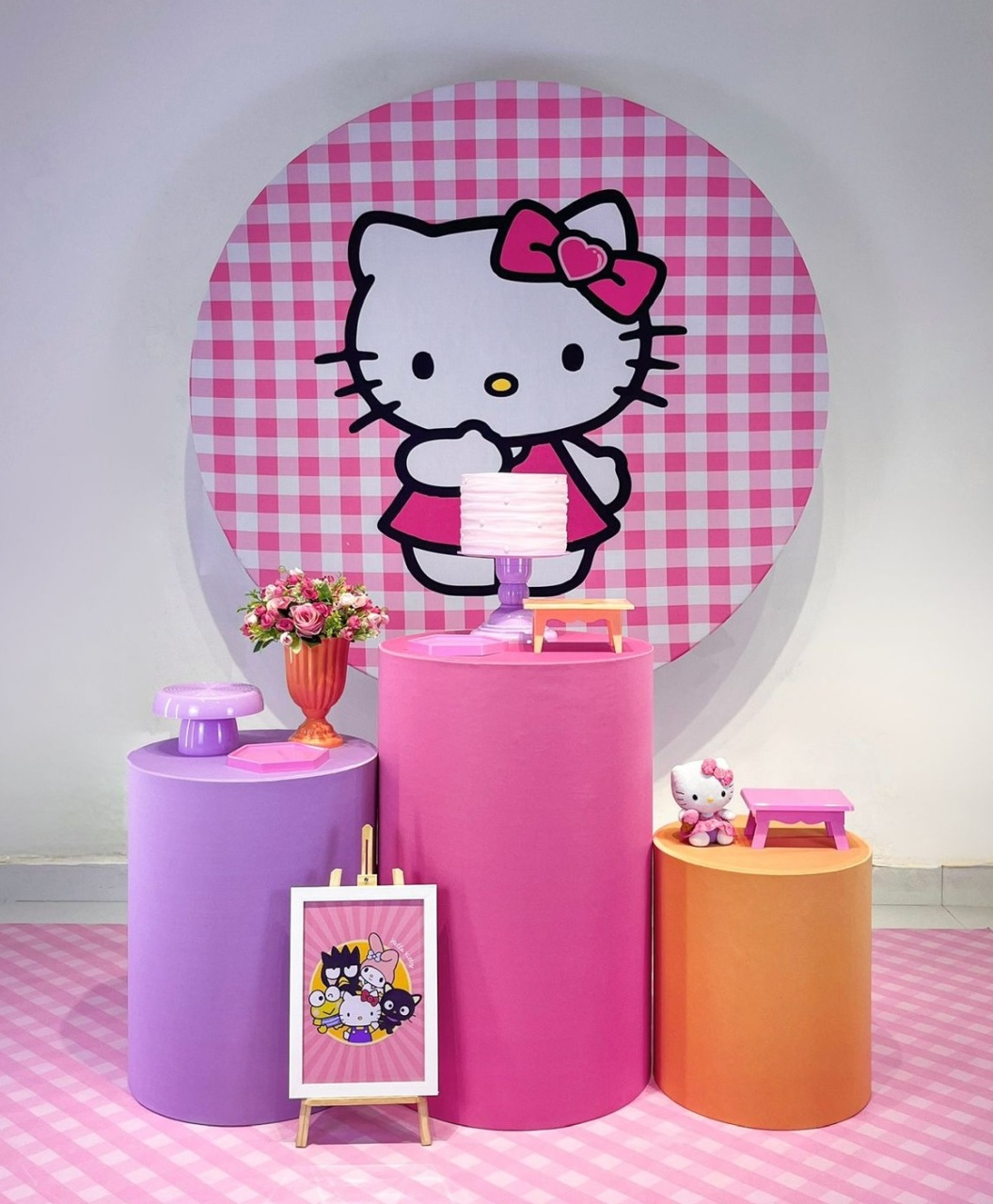 Kit Hello Kitty Xadrez - Bronze - Bolando a Festa
