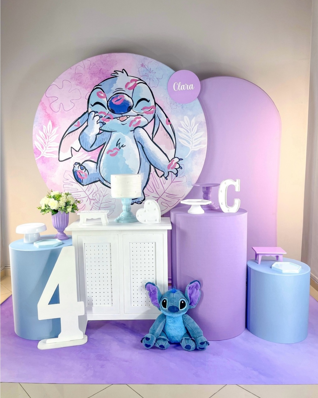 Kit Stitch Lilás - Ouro - Bolando a Festa