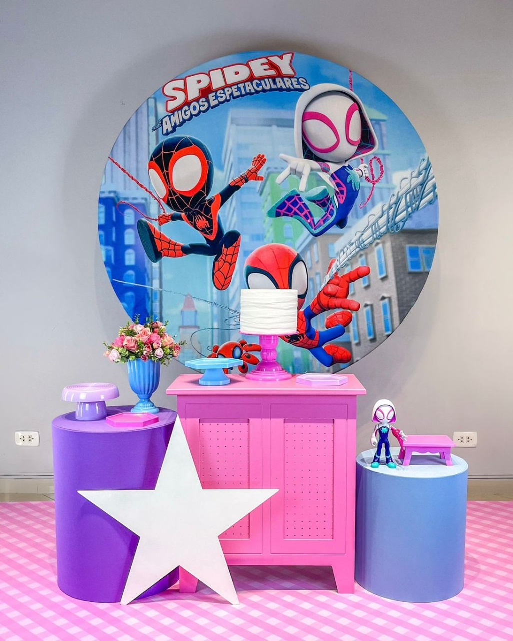 Kit Spidey Rosa - Prata - Bolando a Festa