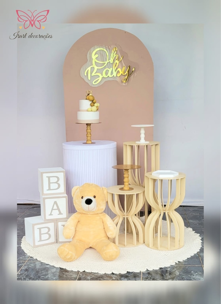 Kit 01 Painel Romano  Chá Revelação/Bolo - Irartdecorações Pegue & MONTE